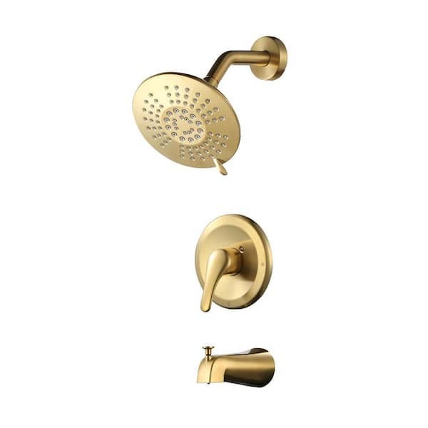 Single Handle 5-Spray Tub and Shower Faucet 1.8 GPM in Brushed Gold (Brass Valve Included)