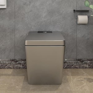 12 in. 1-Piece 1.32 GPF Dual Flush Square Smart Toilet in Matte Grey Seat Included with an LED Screen Display