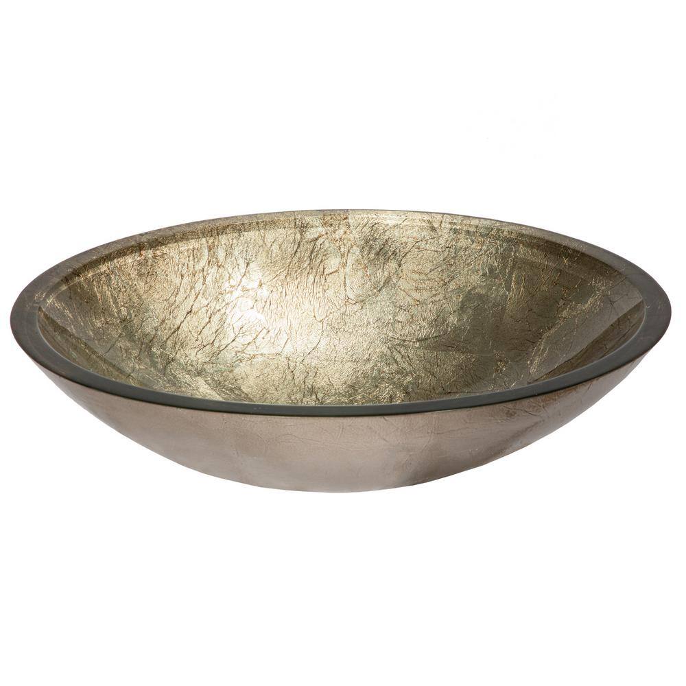 Eden Bath Champagne Foil Oval Glass Vessel Sink-EB_GS76 - The Home Depot