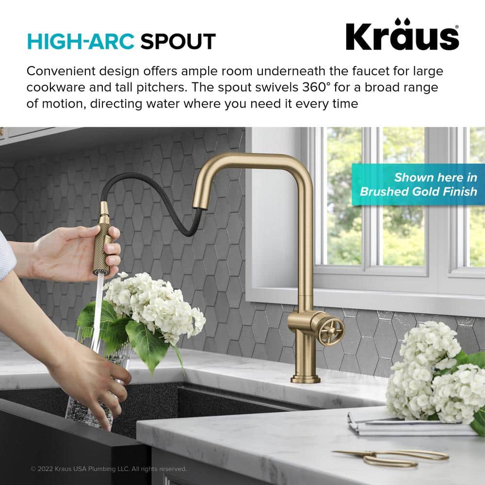 Stainless Steel Industrial Pull-Down Kitchen Faucet with Spray