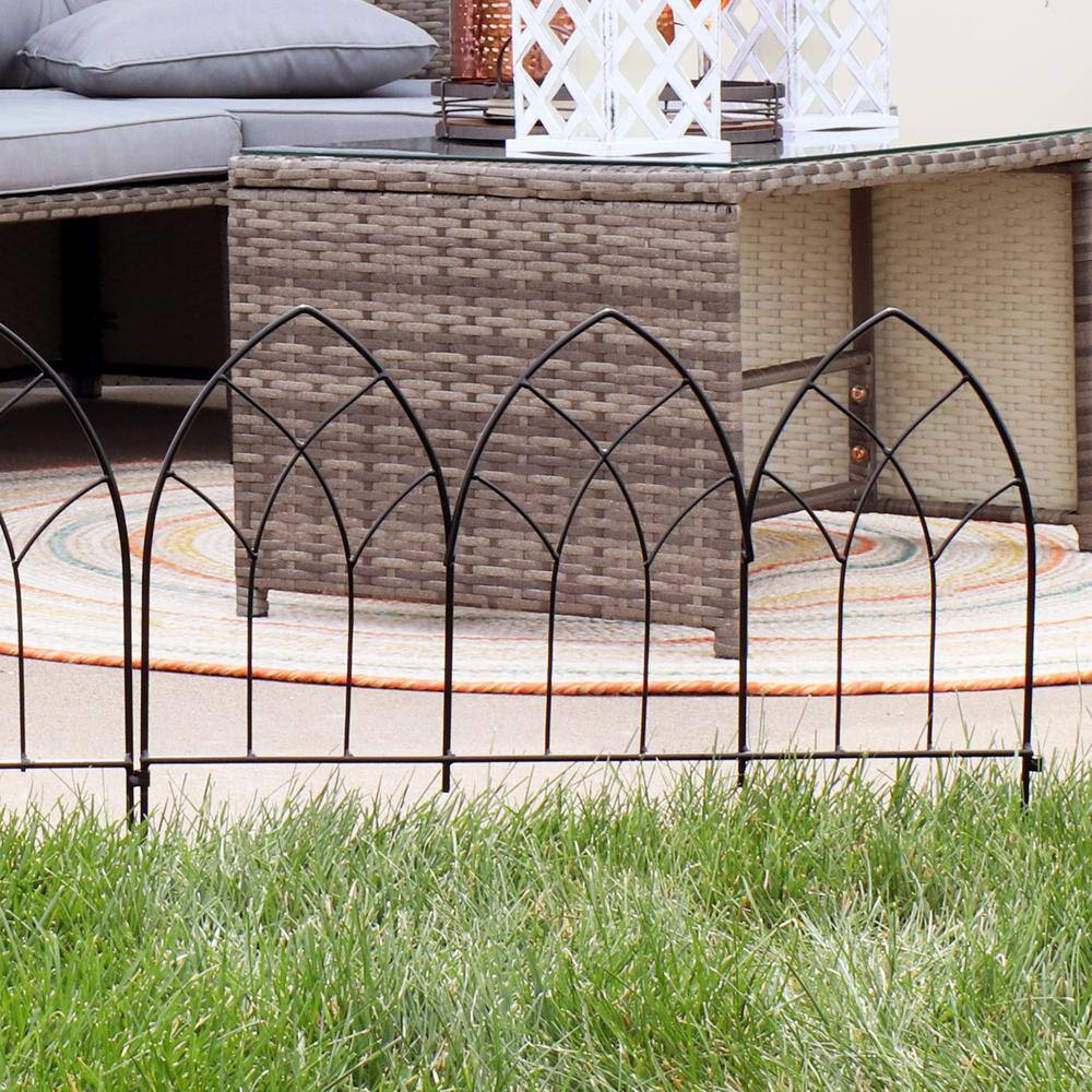 Narbonne Black Steel Gothic Garden Fence Panels Set of 5