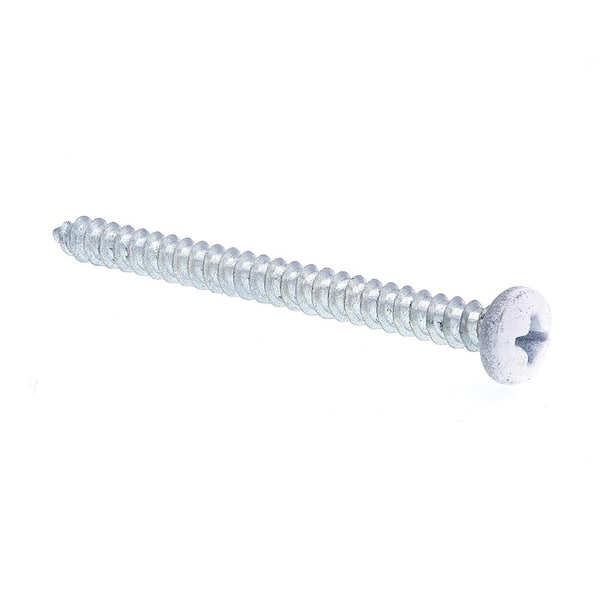 #8 x 2 in. Zinc Plated Steel With White Head Phillips Drive Pan Head  Self-Tapping Sheet Metal Screws (25-Pack)