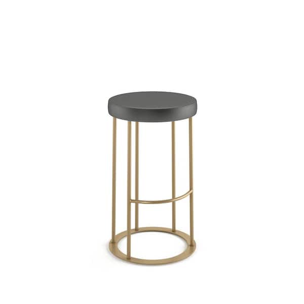 Amisco Iris 26 in. Shiny Charcoal Grey PVC / Golden Metal Counter Stool