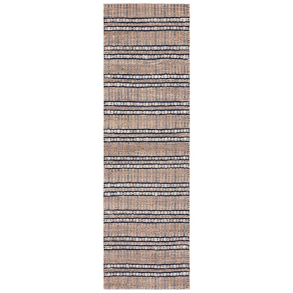 Natural Fiber 2 ft. x 8 ft. Navy/Natural Striped Runner Rug