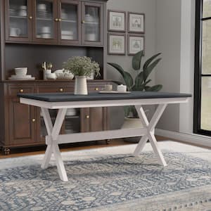 Paramus 60 in. Rectangle Gray and Antique White Wood Top Dining Table