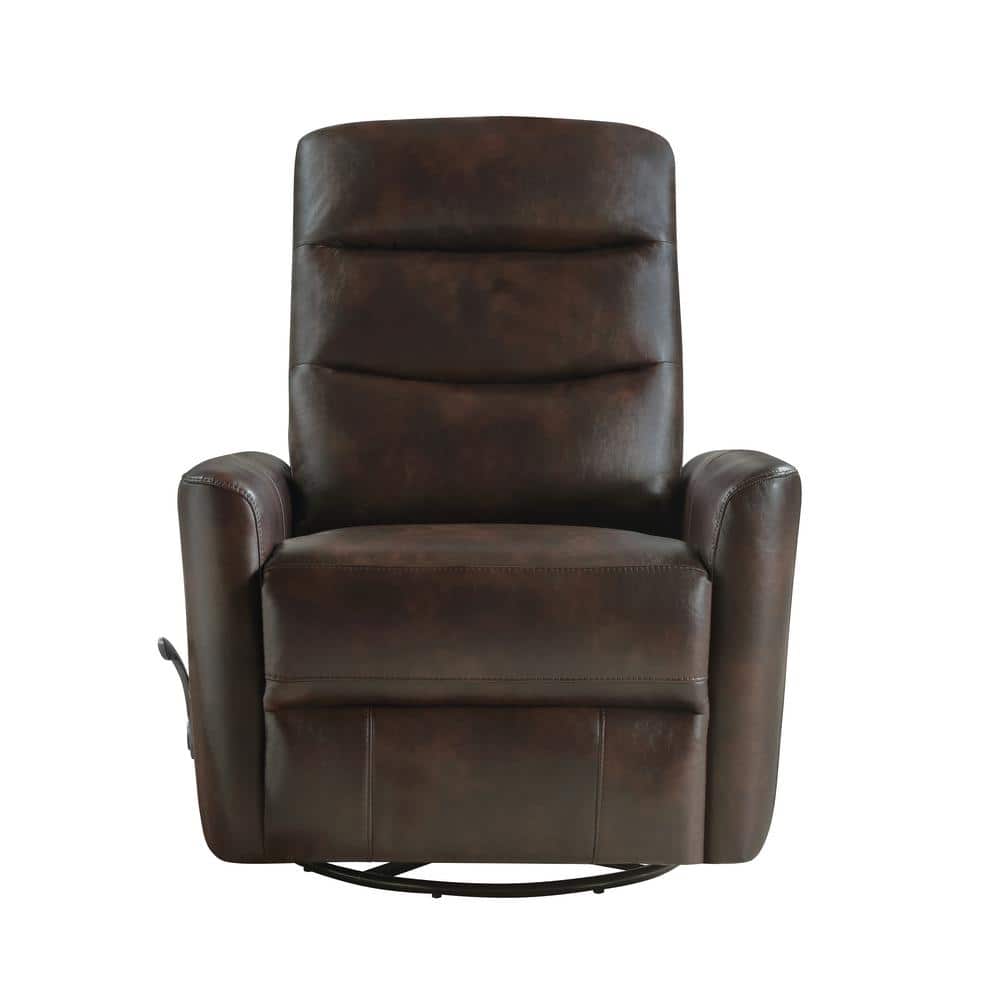 Takami Brown Faux Leather Swivel Recliner with Adjustable Headrest