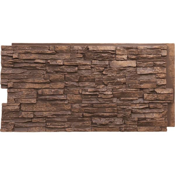 Ekena Millwork 45-3/4 in. x 24-1/2 in. Canyon Ridge Stacked Stone, StoneWall Faux Stone Siding Panel