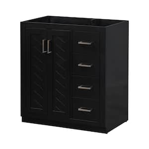 29.53 in. W x 17.16 in. D x 32.99 in. H Bath Vanity Cabinet without Top in Black with 2-Doors and 3-Drawers