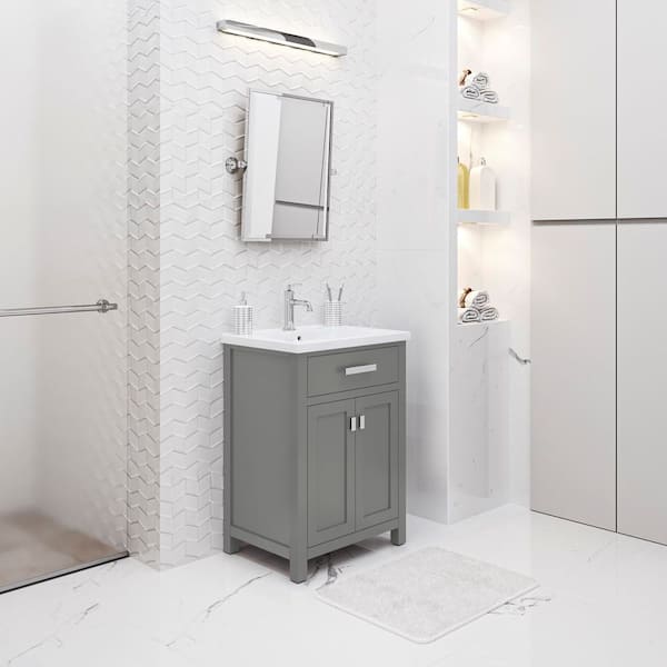 Myra 24 in. Bath Vanity in Cashmere Grey with Integrated Ceramics Vanity Top and Sink