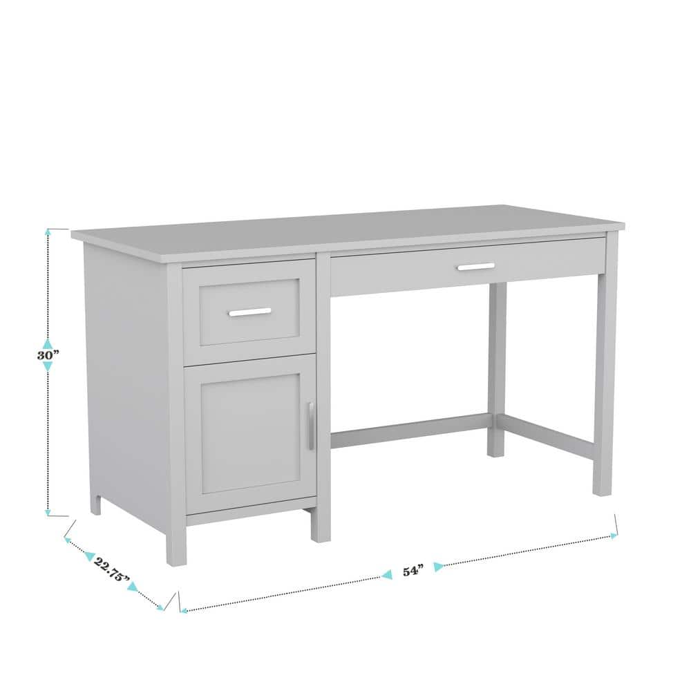 Gray Wood Home Office Desk with Drawer and Filing Cabinet