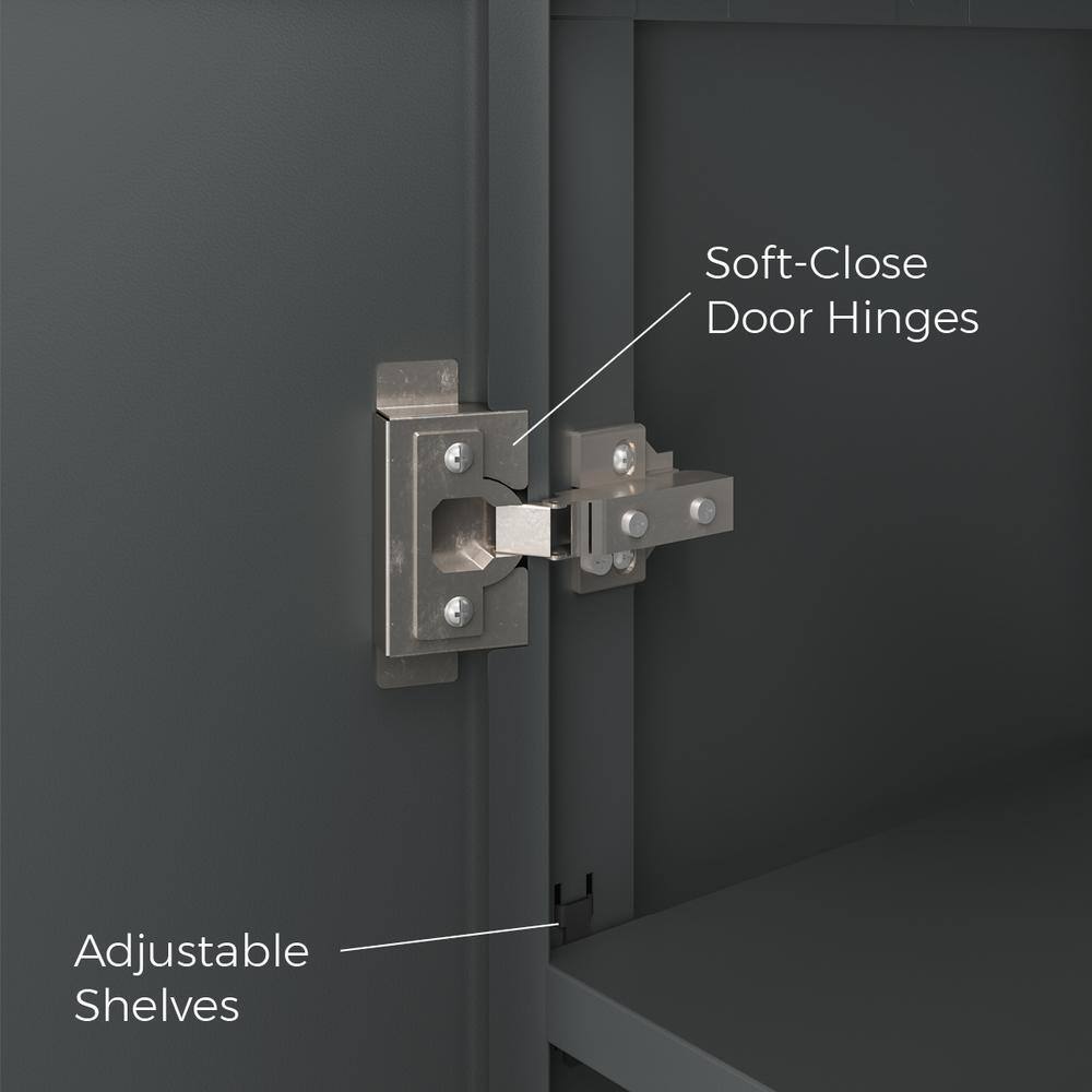 Graphite Gray 36-Inch Steel Wall-Mount Storage Cabinet with Adjustable Shelf