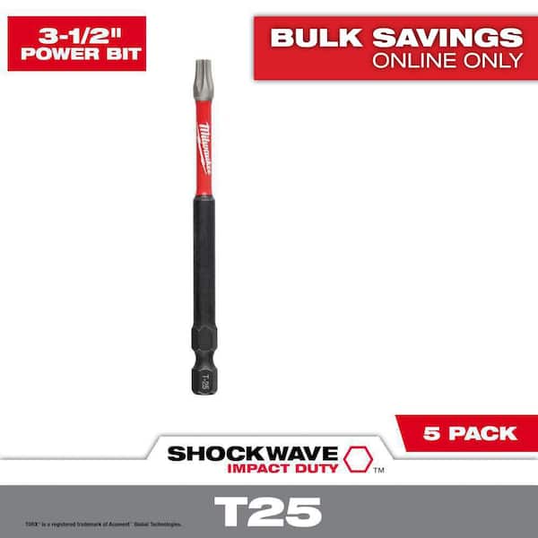 Milwaukee SHOCKWAVE Impact Duty 3-1/2 in. T25 Torx Alloy Steel Screw Driver Bit (5-Pack)