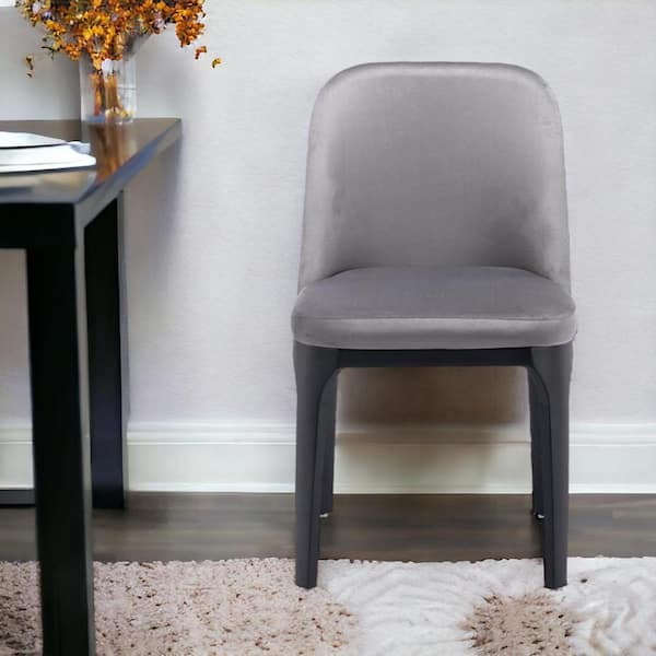 HomeRoots Gray And Black Upholstered Velvet Side Chair