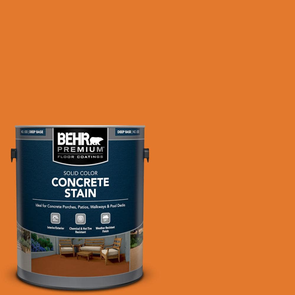 BEHR PREMIUM 1 gal. OSHA3 OSHA SAFETY ORANGE Solid Color Flat Interior/Exterior Concrete Stain