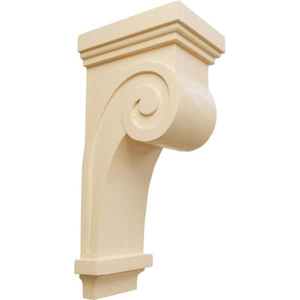 Ekena Millwork 4-1/2 in. x 5-5/8 in. x 12 in. Maple Scroll Corbel