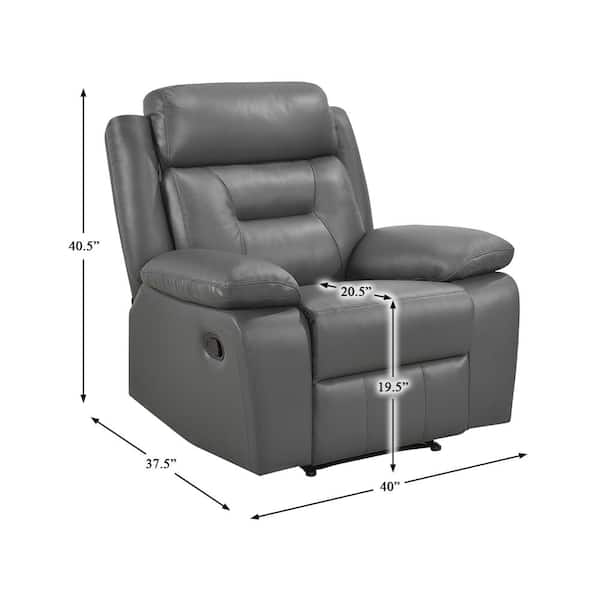 Lazzara Emillia Dark Gray Leather Manual Recliner 9629DGY-1 - The