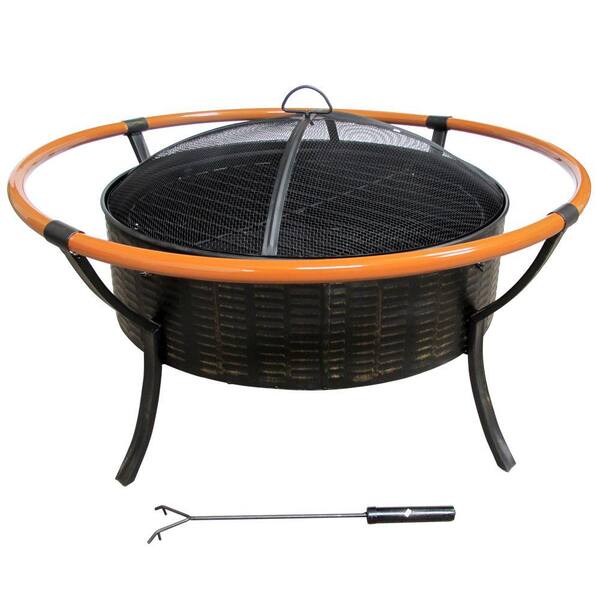 Fireside Escapes Wicker Metal Classic Steel Fire Pit-DISCONTINUED