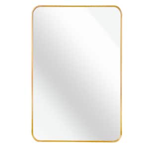 30 in. W x 40 in. H Large Rectangular Aluminium Framed Wall Bathroom Vanity Mirror in Gold
