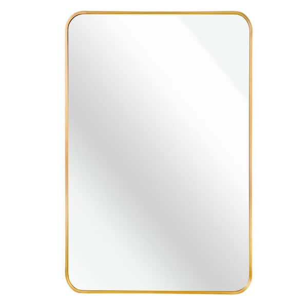 EPOWP 30 in. W x 40 in. H Large Rectangular Aluminium Framed Wall Bathroom Vanity Mirror in Gold