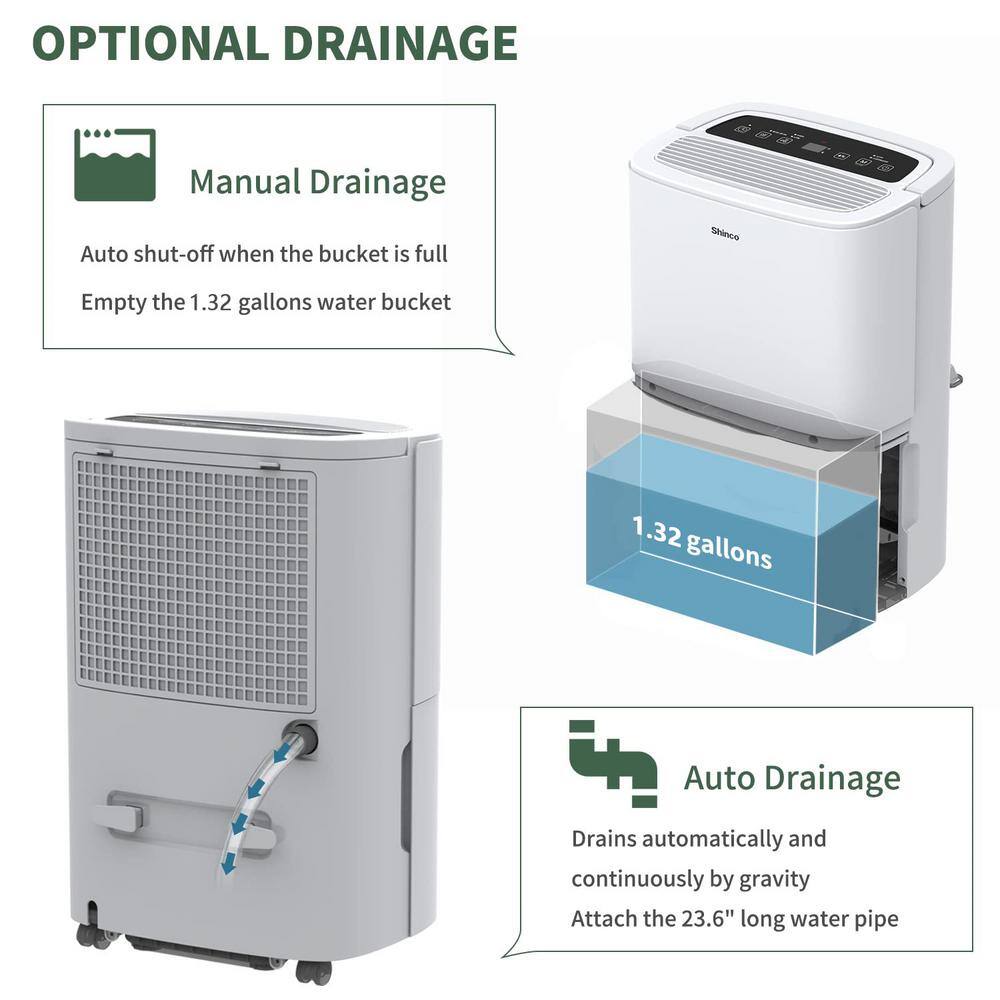 Shinco 6000 Sq. Ft. White Energy Star Dehumidifier with Touch Control