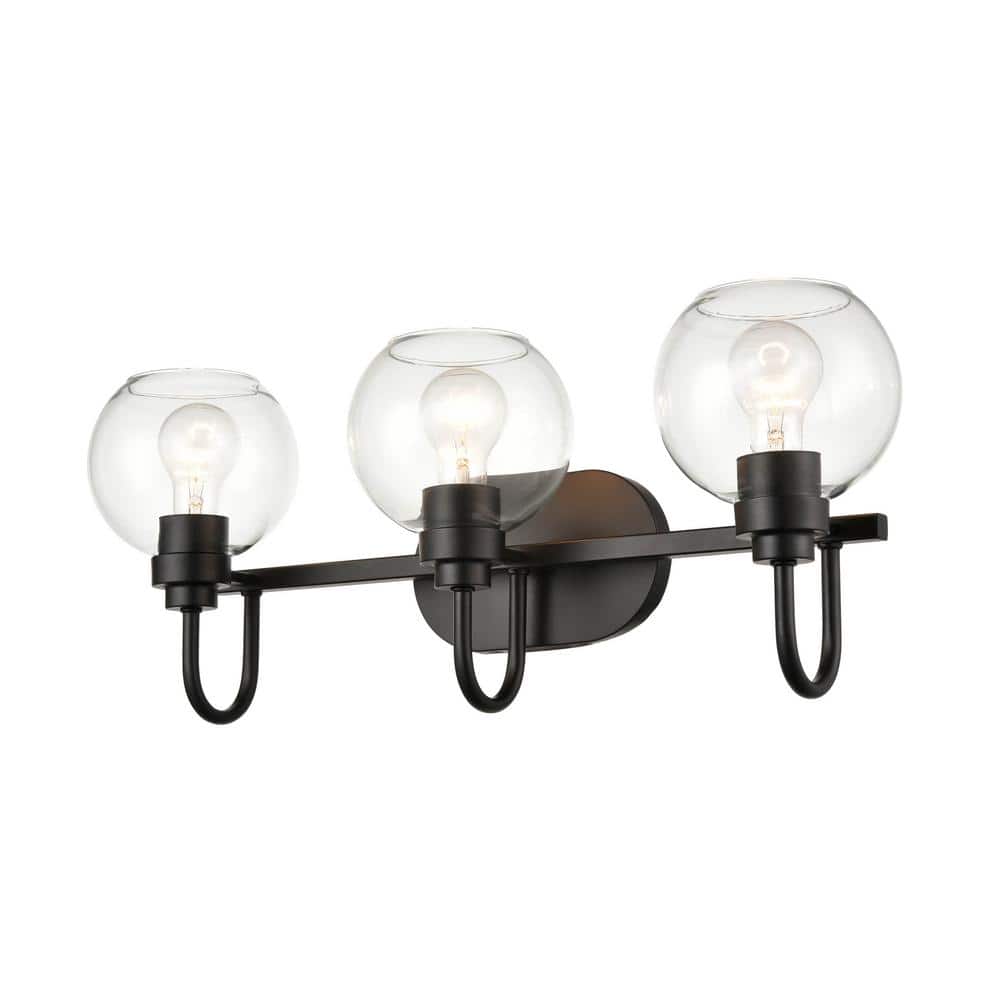 3-Light 25.75 in. Matte Black Vanity-Light