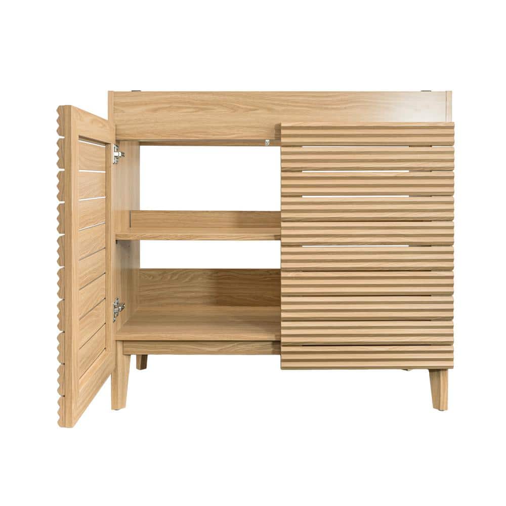 Calandre 36" Oak Slat Modern Farmhouse Bath Vanity Cabinet