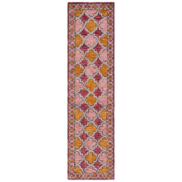 Aspen 2 ft. x 9 ft. Pink/Yellow Transitional Floral Runner Rug