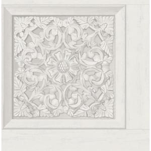 Carved Floral White Peel and Stick Wallpaper