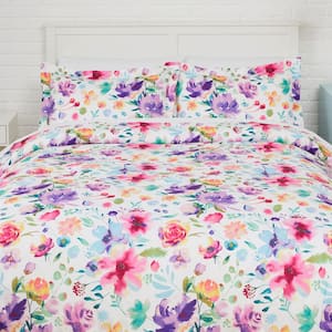 Emme 3-Piece Multi-Color Bright Floral Full/Queen Comforter Set