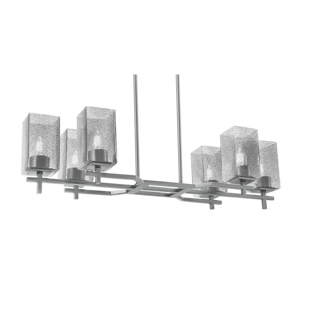 Bridgewater 6 Light Graphite Linear Chandelier, Any Room with 3.5 in. Squar