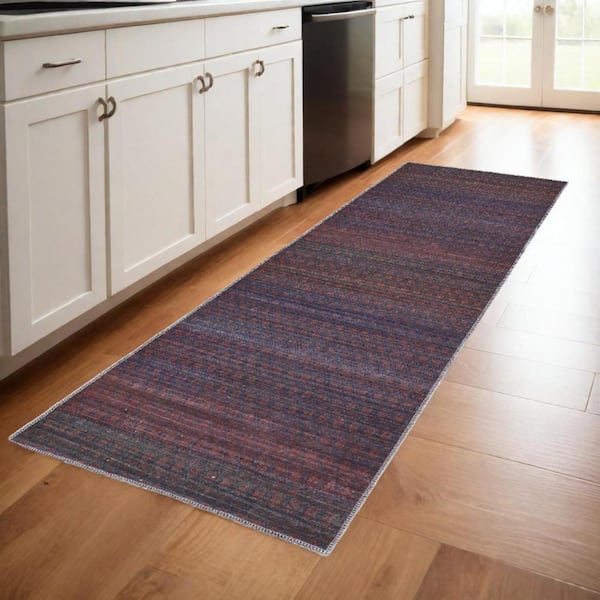 HomeRoots Red and Gray 3 ft. x 8 ft. Striped Area Rug