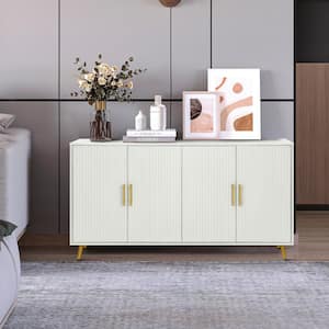 FUFU&GAGA 62 in. White Sideboard With 3-Drawer and 3 Doors White ...