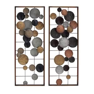 Metal Multi Colored Overlapping Round Cutouts Geometric Wall Decor (Set of 2)