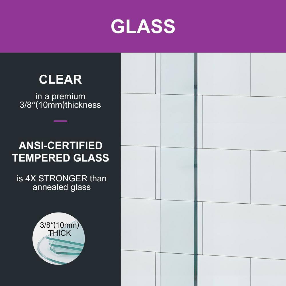 Oceanus 59" Matte Black Frameless Sliding Shower Door with Clear Glass