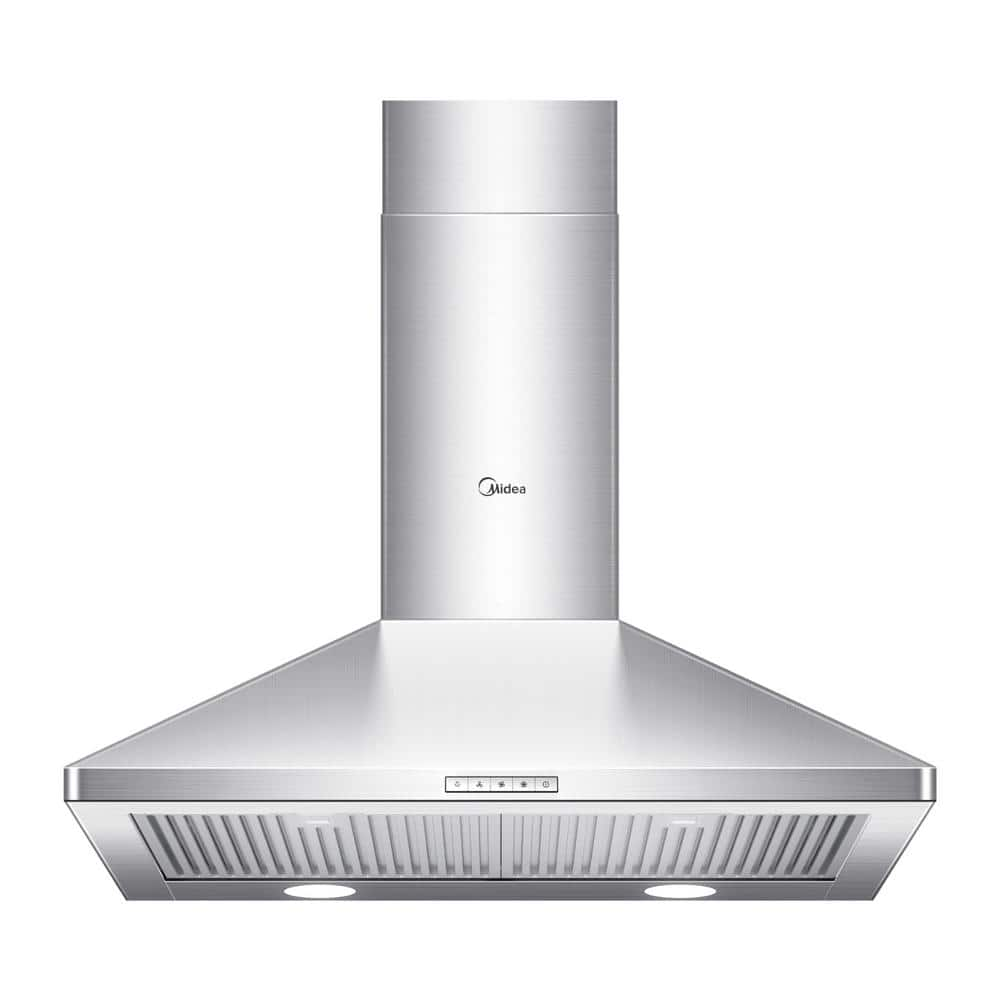 Midea 30 in. 450 CFM Convertible Ducted Wall Mounted Range Hood in Stainless Steel with Aluminum Permanent Filters, LED Lights