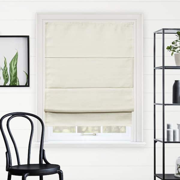 Del Mar Ready-Made Moon Shell Cordless Blackout Privacy Fabric Roman Shade 35 in. W x 64 in. L
