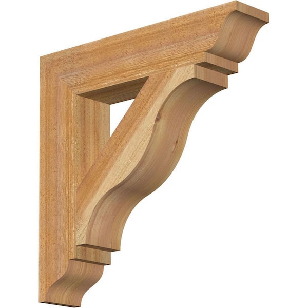 Ekena Millwork 4 in. x 20 in. x 20 in. Western Red Cedar Funston Traditional Rough Sawn Bracket