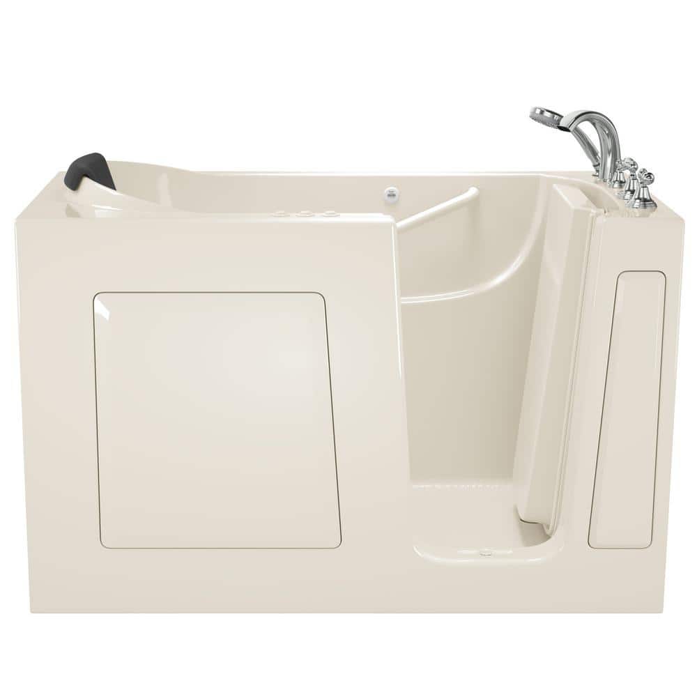Linen Right-Hand Alcove Fiberglass Walk-In Bathtub with Jets