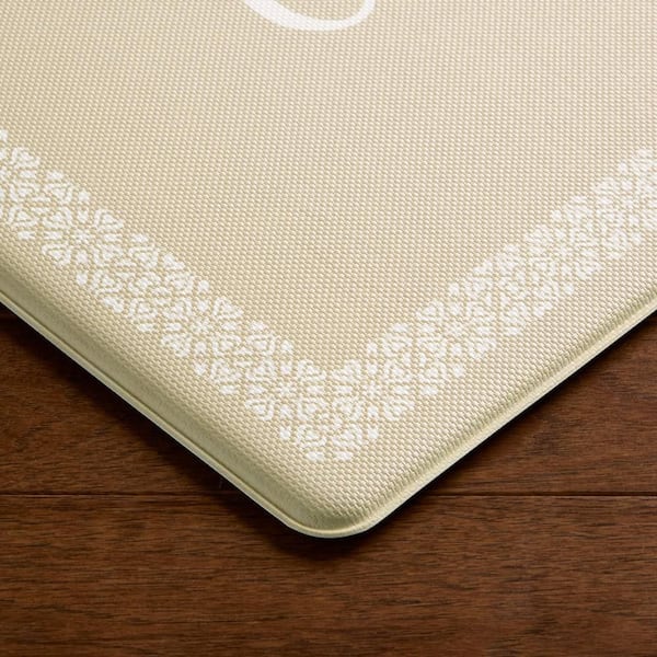 Bloomfield Grateful Border 18 in. x 30 in. Beige Indoor Comfort Kitchen Mat