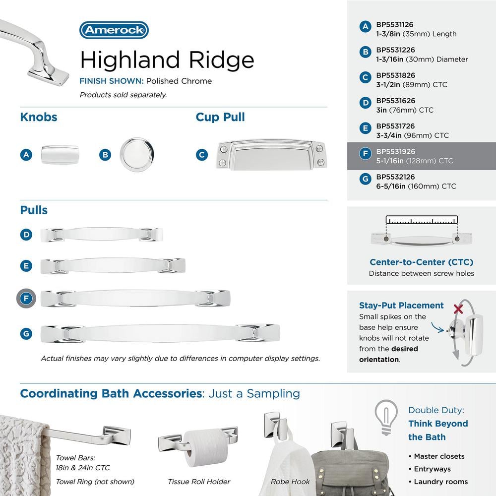 Highland Ridge Polished Chrome Modern Cabinet Bar Pull