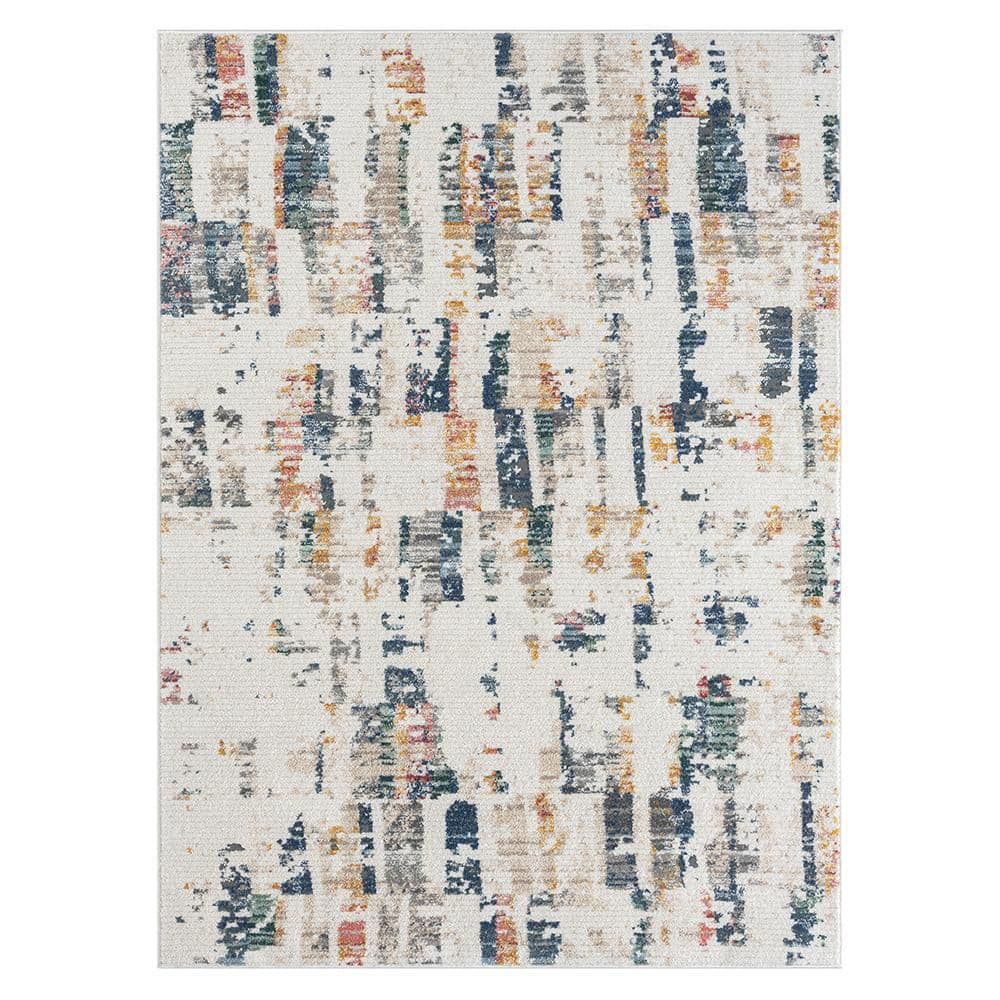 Britny Blue/Orange 5 ft. x 7 ft. Contemporary Abstract High-Low Plush Polye
