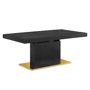 Vector 71 in. Rectangle Expandable Dining Table in Black Wood Top with Gold Base (Seats 4)