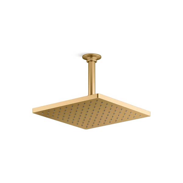 KOHLER Honesty 1-Spray Patterns with 1.75 GPM 10 in. Ceiling Mount Fixed Shower Head in Vibrant Brushed Moderne Brass