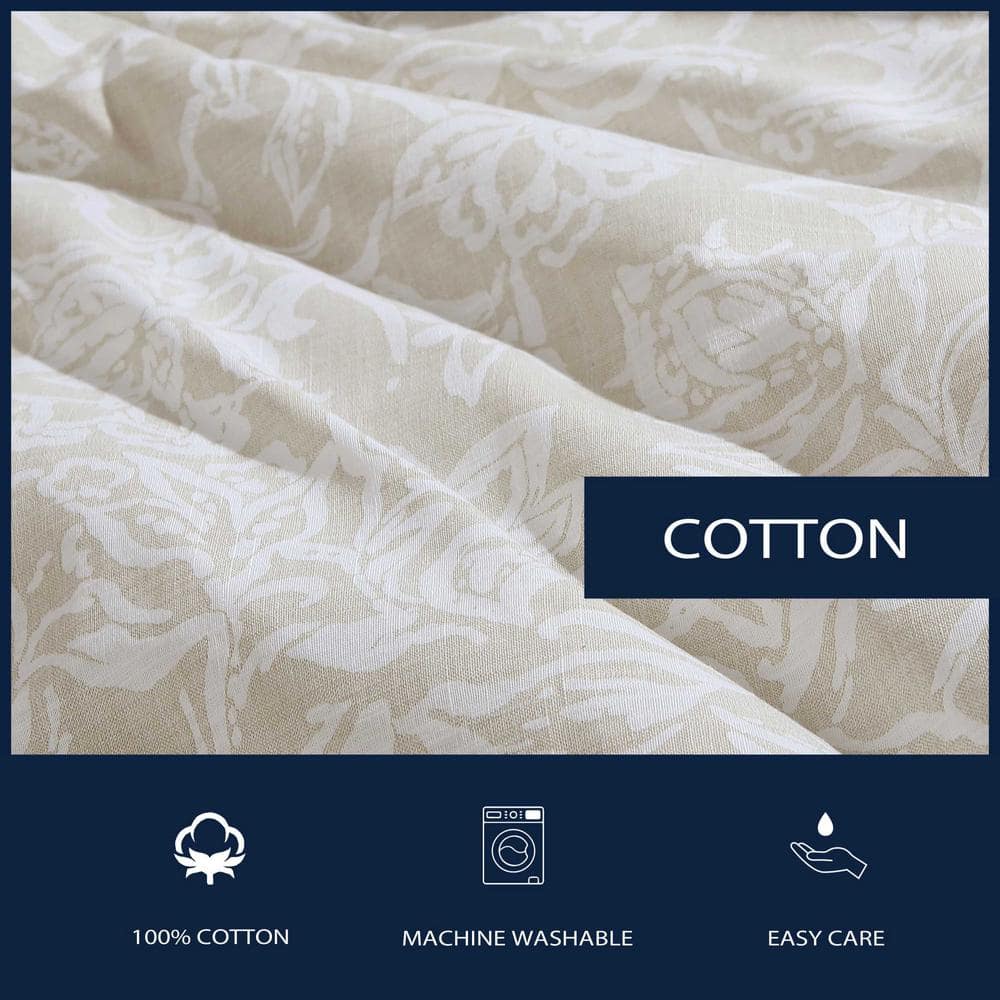 King Tan Cotton Reversible Comforter Set with Shams