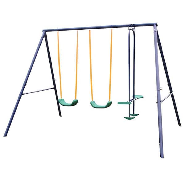 Metal Outdoor Playground Equipment Kids Swing Sets with 2 Swings and 1 Glider