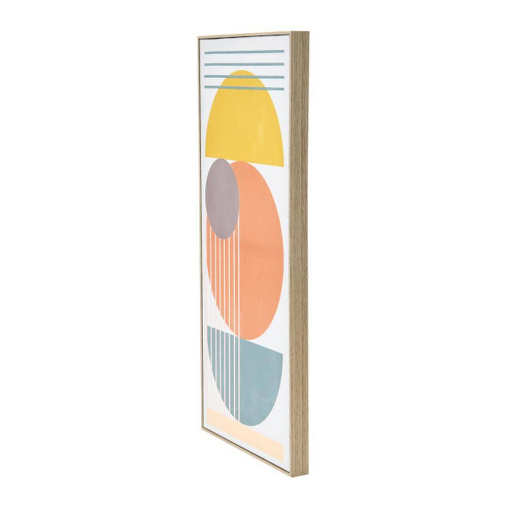 Modern Multicolor Abstract Canvas with Blonde Frame