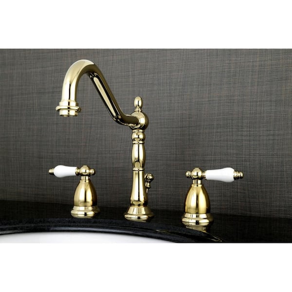 Heritage 8 in. Widespread 2-Handle Bathroom Faucet in Polished Brass