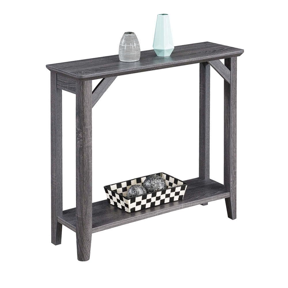 Winston 36" Weathered Gray Wood Console Table with Storage Shelf