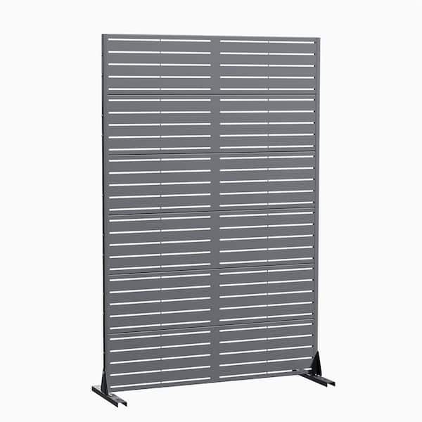 72 in. x 47 in. Outdoor in Dark Grey Metal Privacy Screen Garden Fence in Louver Pattern