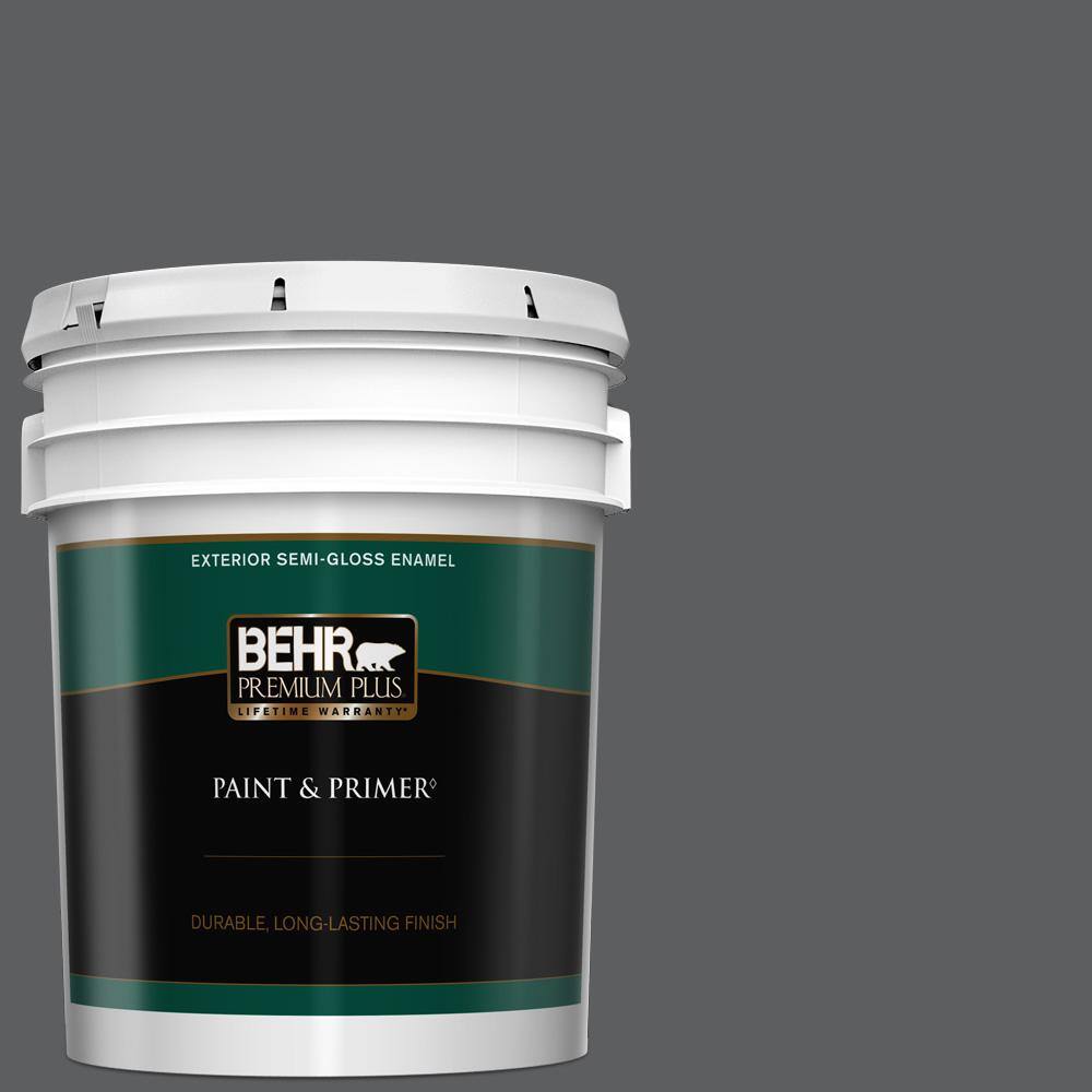 BEHR PREMIUM PLUS 5 gal. N5006 Graphic Charcoal SemiGloss Enamel